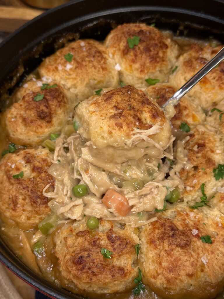 Chicken Pot Pie with Cheddar Bay Biscuits