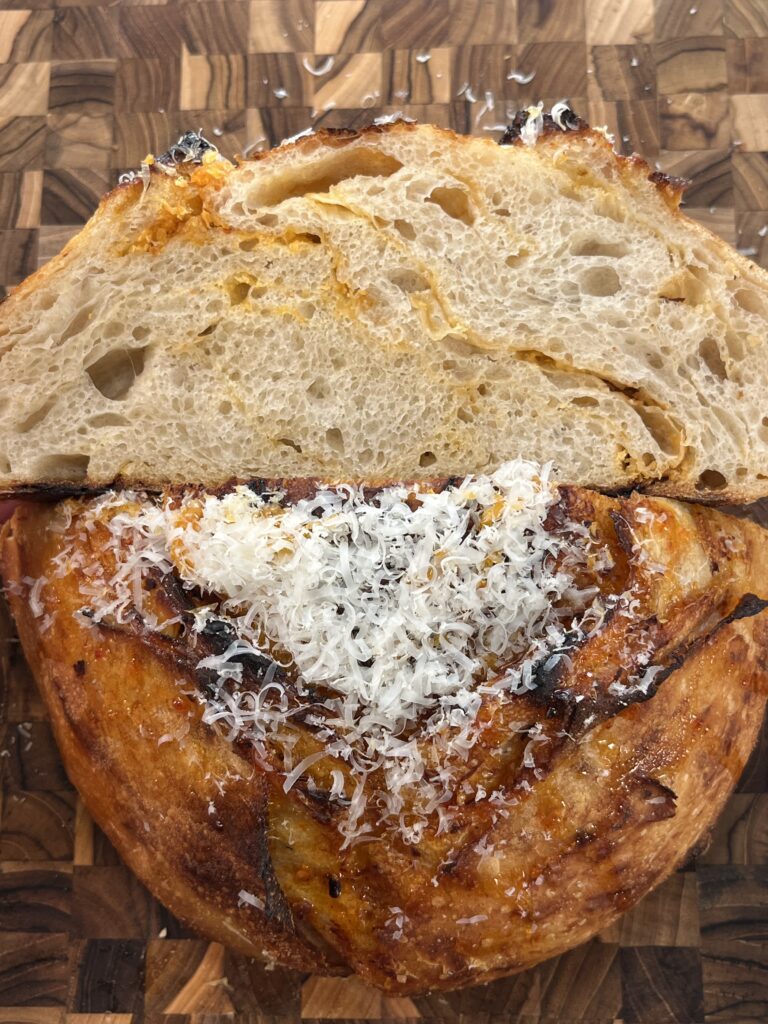 Hot Honey, Asiago Cheese, and Parmesan Sourdough