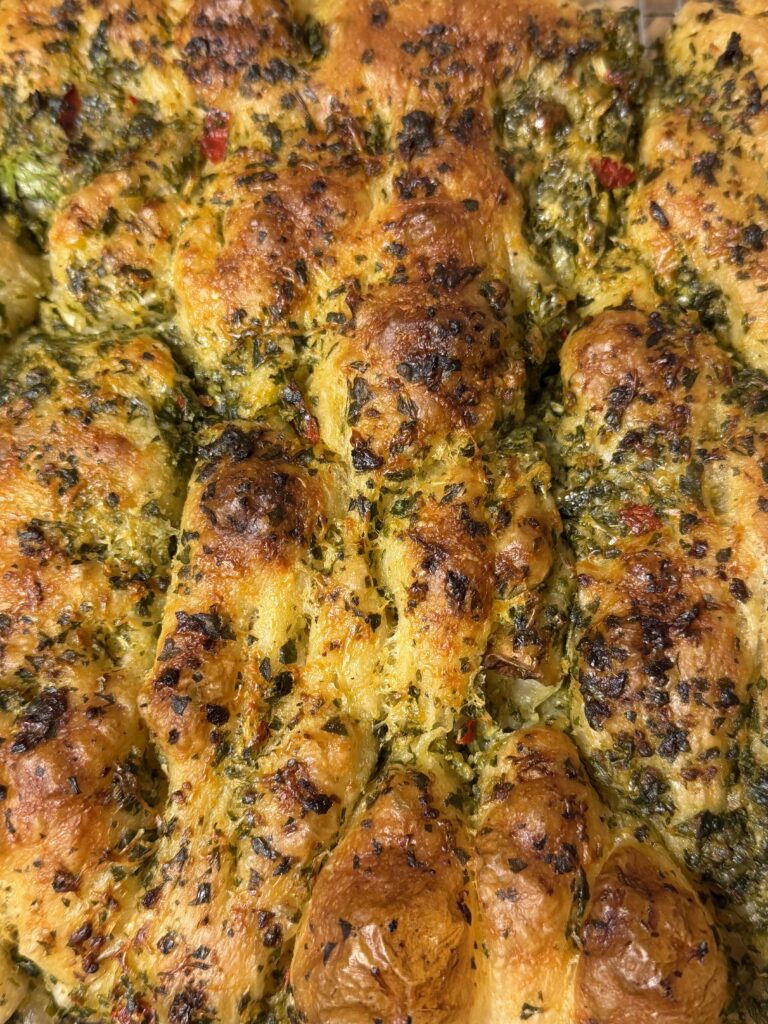 Chimichurri Focaccia Bread (using sourdough discard)