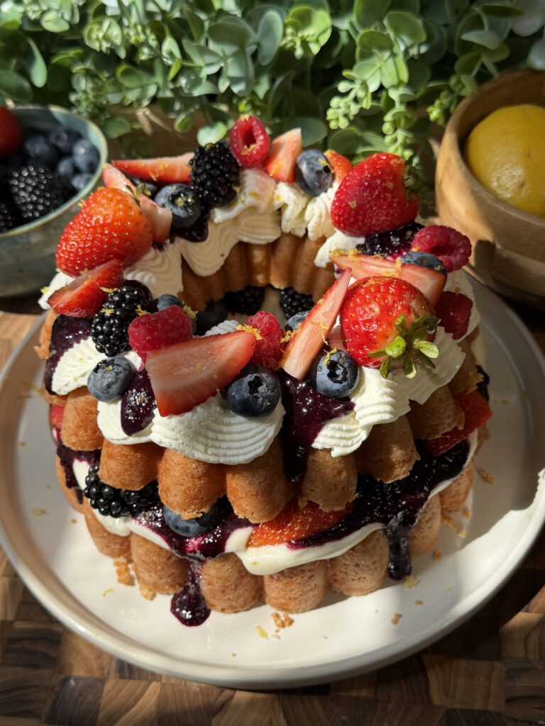 Lemon Mascarpone Berries and Cream Cake