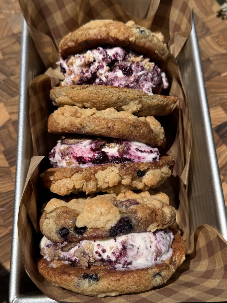 Blueberry Muffin Cookie Ice Cream Sandwiches