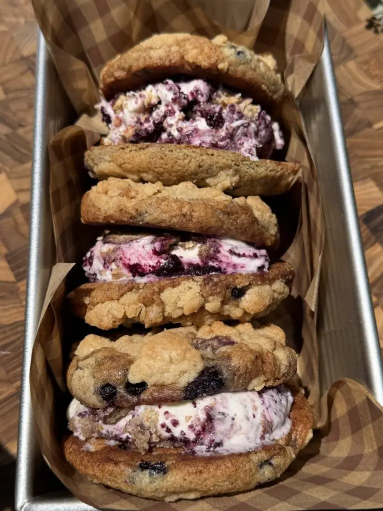 Blueberry Muffin Cookie Ice Cream Sandwiches